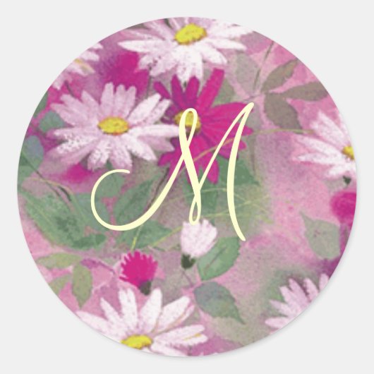 Template für flower Wedding Monogramed Siegel Stic Runder Aufkleber (Vorderseite)
