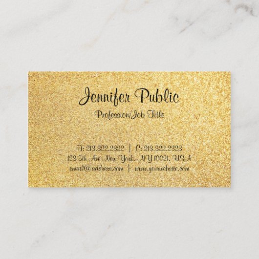 Template für Gold Glitzer Moderne Elegante Kalligr Visitenkarte (Rückseite)