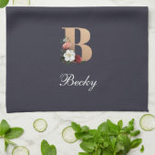TEMPLATE FÜR hübsches florales Monogramm B Geschirrtuch (Gefaltet)