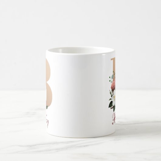 TEMPLATE FÜR hübsches florales Monogramm B Kaffeetasse (Mittel)