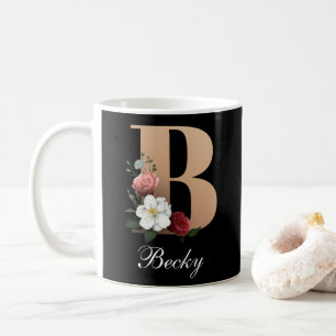 TEMPLATE FÜR hübsches florales Monogramm B Kaffeetasse
