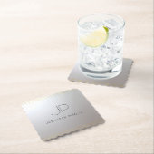 Template für Monogramm Gold Silver Elegant Untersetzer (Vor Ort)