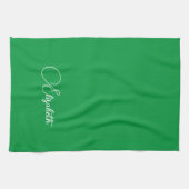 Template für Typografie Elegant Kelly Green Geschirrtuch (Horizontal)