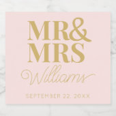Template Gastgeschenk Hochzeit Mr. & Mrs. Name Ele Schaumweinetikett (Einzelnes Label)