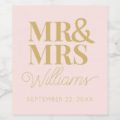 Template Gastgeschenk Hochzeit Mr. & Mrs. Name Ele Weinetikett (Einzelnes Label)