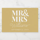 Template Gastgeschenk Hochzeit Mr. & Mrs. Name Mod Schaumweinetikett (Einzelnes Label)