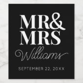 Template Gastgeschenk Hochzeit Mr. & Mrs. Name Nie Weinetikett (Einzelnes Label)