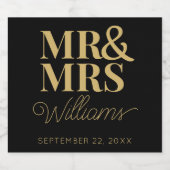 Template Gastgeschenk Hochzeit Mr. & Mrs. Name Sim Schaumweinetikett (Einzelnes Label)