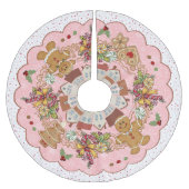 Template Gingerbrot Pink Treeskirt Polyester Weihnachtsbaumdecke (Vorderseite)