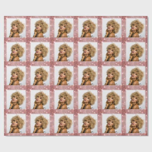 Template Gold Glitzer Frame Benutzerdefiniertes Fo Geschenkpapier (Flach)