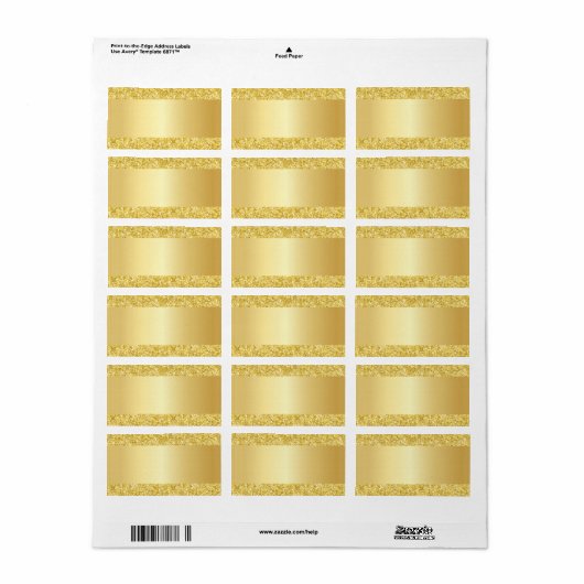 Template Gold Gradient und Glitzer Background Adressaufkleber (Vorne)