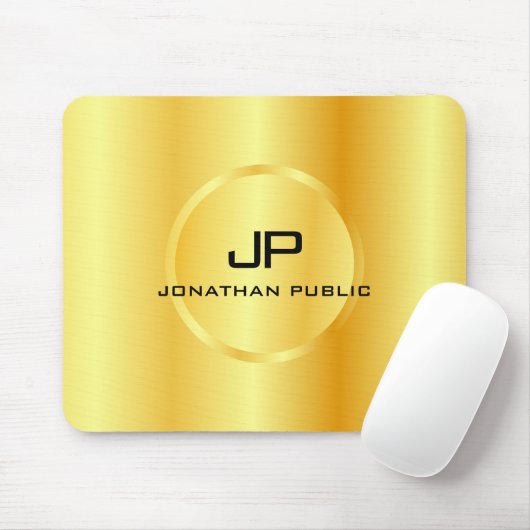 Template Gold Look Modernes elegantes Monogramm Mousepad (Mit Mouse)