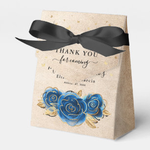 Template Gold und Royal Blue Rose Danke Party Geschenkschachtel
