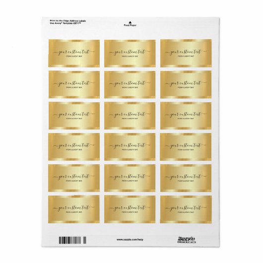 Template Gold Your Custom Text Hand Script Address Adressaufkleber (Vorne)