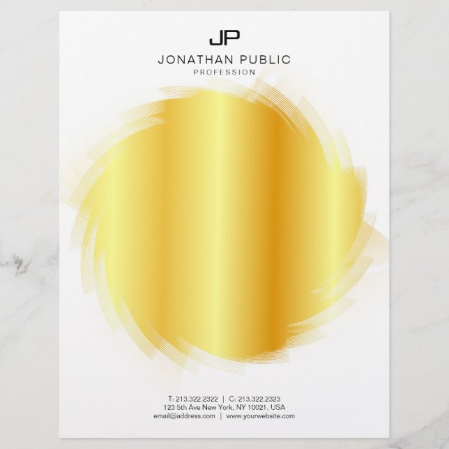 Template Imitate Gold Eleganter Monogram Glamour Briefbogen (Vorderseite)