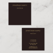 Template Imitate Gold Text Elegantes Schwarzes Vel Quadratische Visitenkarte (Vorne/Hinten)