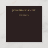 Template Imitate Gold Text Elegantes Schwarzes Vel Quadratische Visitenkarte (Vorderseite)
