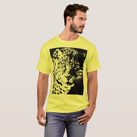 Template Leopard Head Face Pop Kunst, Dichtung und T-Shirt (Vorne ganz)