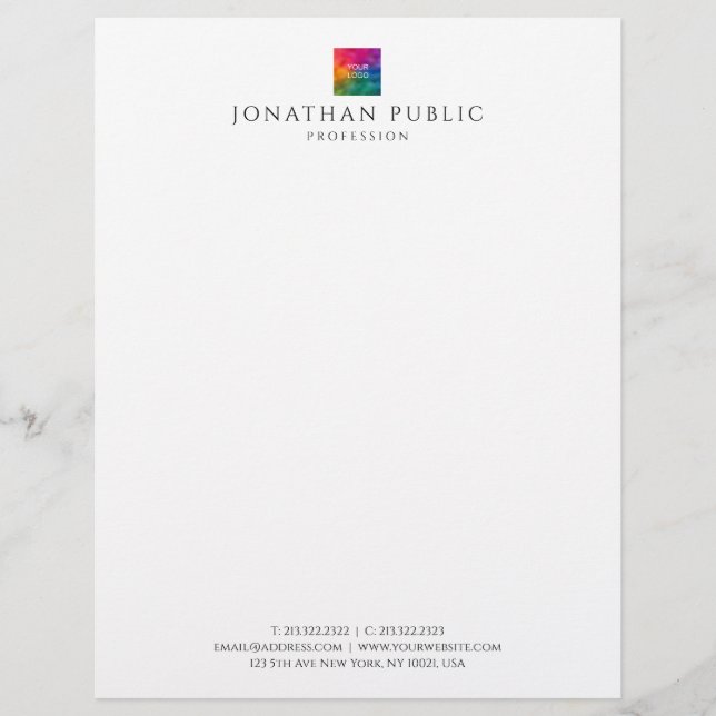 Template Letterhead Custom Company Logo Modern Briefbogen (Vorderseite)