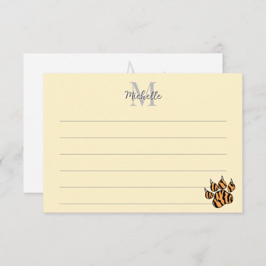 Template Lined Monogram Custom Mitteilungskarte (Vorne/Hinten)