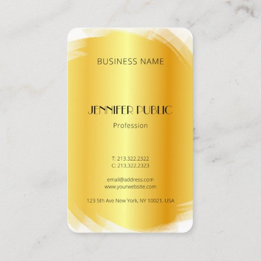 Template Moderne elegante Imitat Gold White Monogr Visitenkarte (Rückseite)