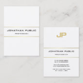 Template Moderne Monogram Gold Strips Beruflich Visitenkarte (Vorne/Hinten)