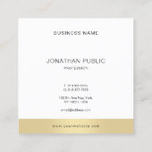 Template Modernes, einfaches Gold Schwarz-weißes E Quadratische Visitenkarte (Rückseite)