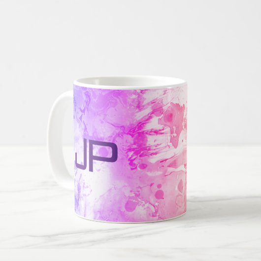 Template Monogram Elegante Moderne Abstrakte Kunst Kaffeetasse (Vorderseite Links)