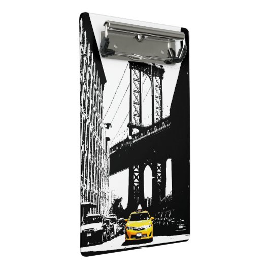 Template Nyc Yellow Taxi Brooklyn Bridge New York Mini Klemmbrett (Schrägansicht)
