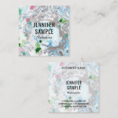 Template Pink Blue Green Trendy Moderne Abstrakt Quadratische Visitenkarte (Vorne/Hinten)