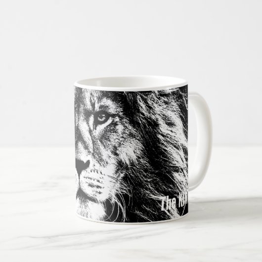 Template Pop Art Animals Löwe Gesicht der König Kaffeetasse (VorderseiteRechts)