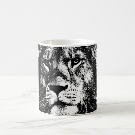 Template Pop Art Animals Löwe Gesicht der König Kaffeetasse (Mittel)