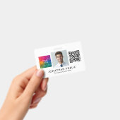 Template QR Code Mitarbeiter Foto Company Logo hie Ausweis (Handheld)