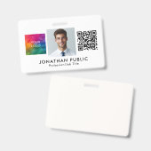 Template QR Code Mitarbeiter Foto Company Logo hie Ausweis (Vorder- & Rückseite)