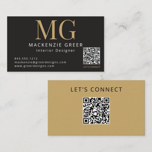 Template QR Code Modernes Berufliches Monogramm Visitenkarte (Vorne/Hinten)