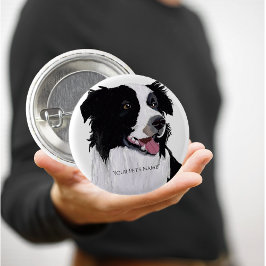 Template Ready-Made Border Collie Personalize Name Button