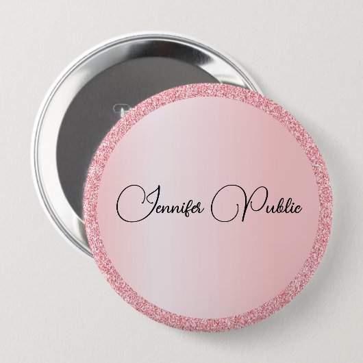 Template-Rose für Monogramm-Name Gold-Glitzer sieh Button (Vorne & Hinten)