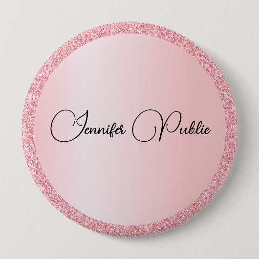 Template-Rose für Monogramm-Name Gold-Glitzer sieh Button (Vorderseite)