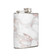 Template Rose Gold Weißer Marmor Elegant Flachmann (Rechts)