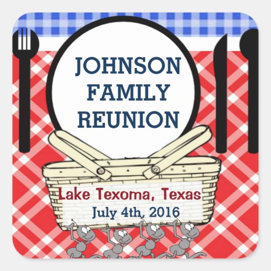 Template Sqr Stickr - R,W Blau Quadratischer Aufkleber (Vorderseite)