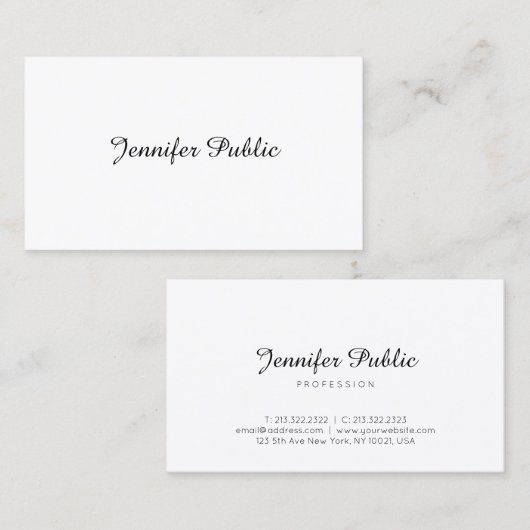 Template Trendy Hand Script Minimalistisch Moderne Visitenkarte (Vorne/Hinten)