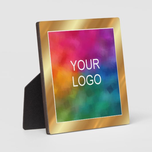 Template Upload Business Logo Glam Gold Easel Fotoplatte (Vorderseite)