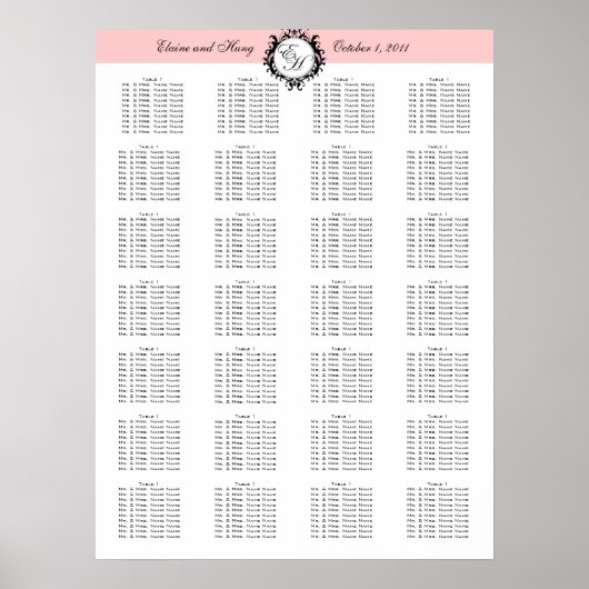 Template Wedding Chart Paris Chic Poster (Vorne)
