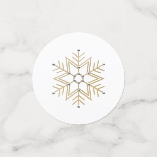 TemplateNF Silver & Gold Snowflakes Table Confetti Konfetti (Klein Vorderseite)