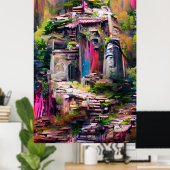 Temple - Abstrakte Malerei Poster (Heimbüro)