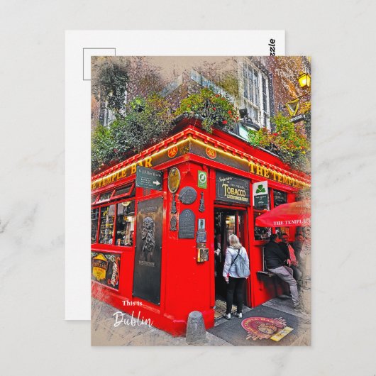 Temple Bar Dublin Irland Postkarte (Vorne/Hinten)