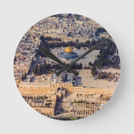 Temple Berg Alte Stadt Jerusalem Kuppel des Felsen Runde Wanduhr (Vorderseite)