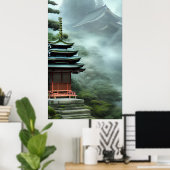 Temple - farbenfrohe Malerei Poster (Heimbüro)