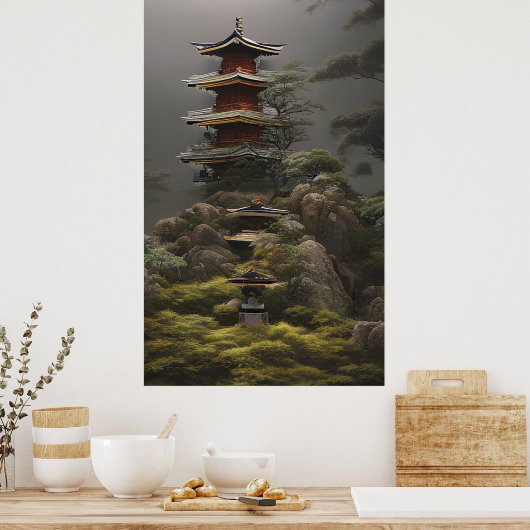 Temple - farbenfrohe Malerei Poster (Küche)