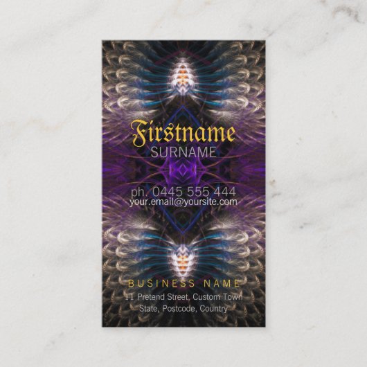 Temple Fraktal Feathers Business Card Visitenkarte (Vorderseite)